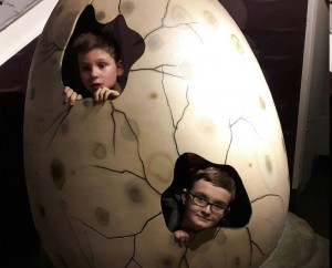 В ходе экскурсии ребята смогли посидеть в яйце динозавра