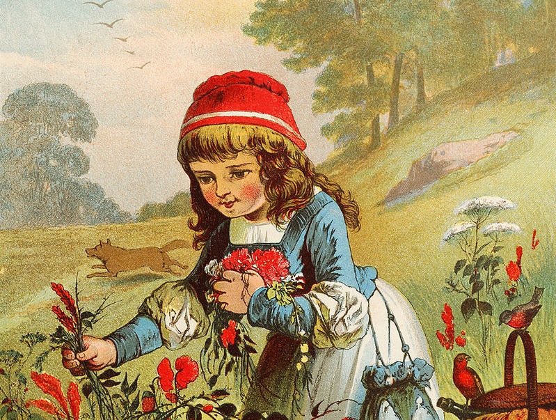 Иллюстрация к немецкому варианту сказки "Красная шапочка"